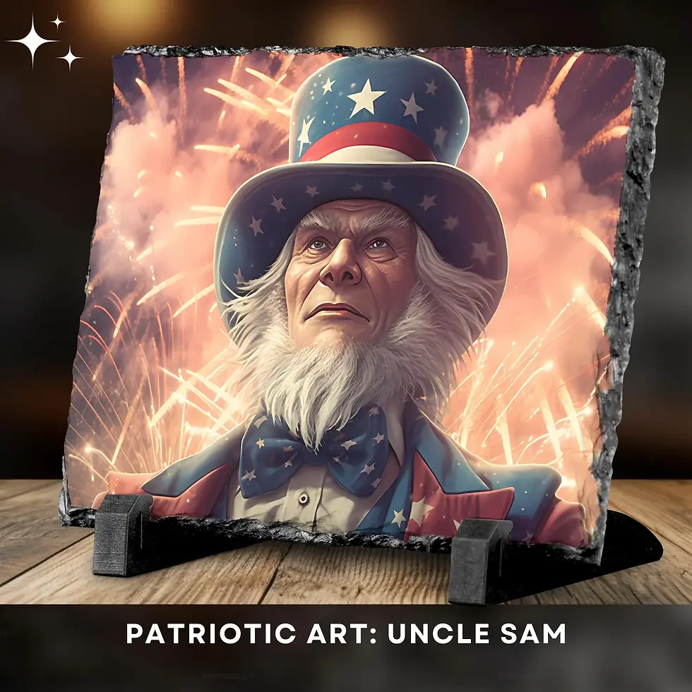 Thumbnail: 3D Uncle Sam, Patriotic Art,  America patriotic, Inspirational decor, USA gift, Flag, Red White Blue, USA Flag, Uniqueful Gif