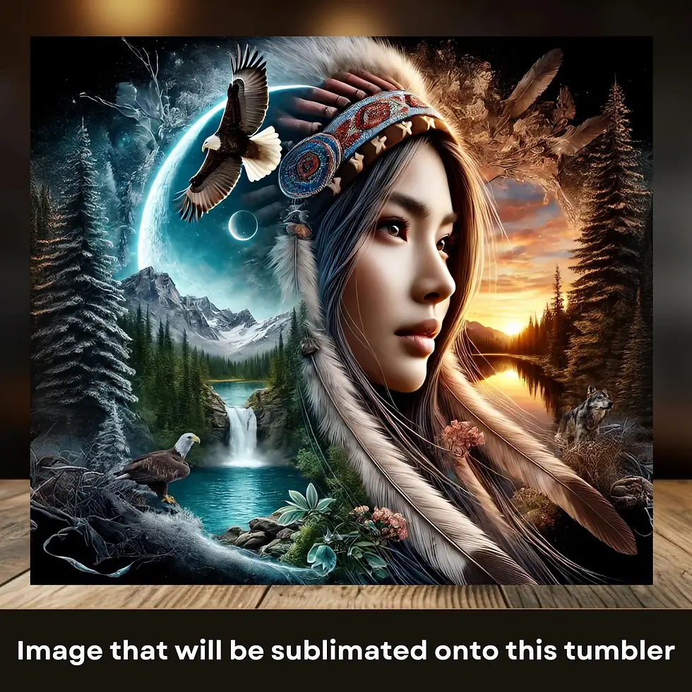 Thumbnail: Native American, Woman, Tumbler, 20oz, Travel mug, Stainless Steel, Coffee Cup, Insulated cup, Native Gifts, Native American,