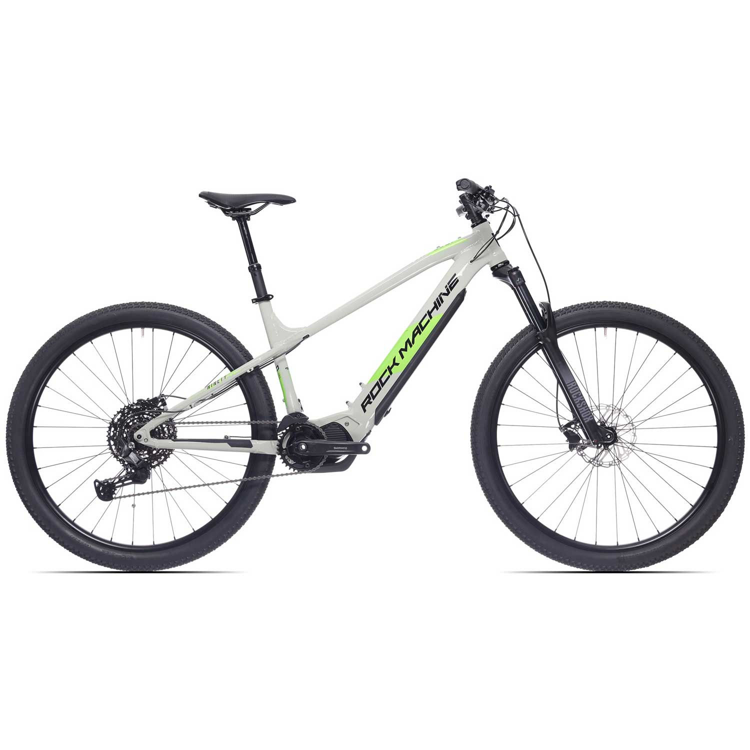 Superior Rock Machine eBlizz 90 Gloss Grey/Black/Green E-Bike - eBlizz 90 Gloss