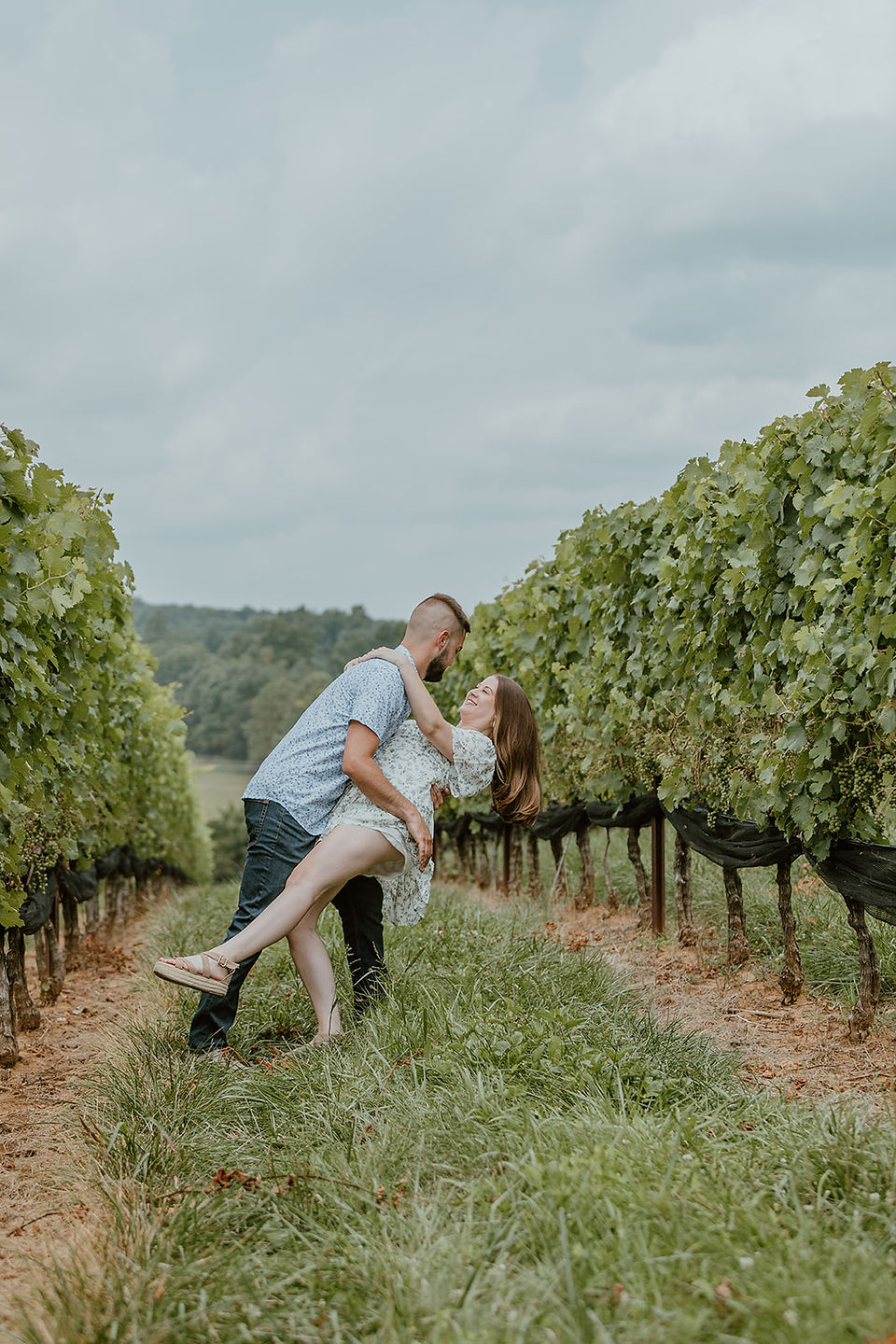 Jimmy dips Kaylie at Stone Tower Winery