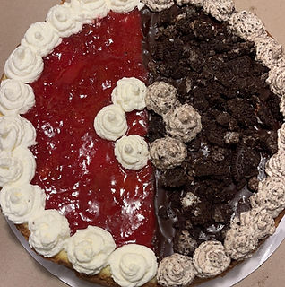 Half strawberry, half Oreo cheesecake