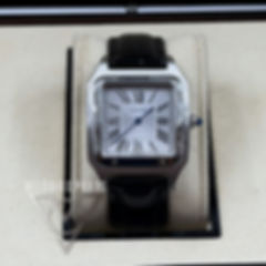 Cartier Santos Large Prata Couro Preto