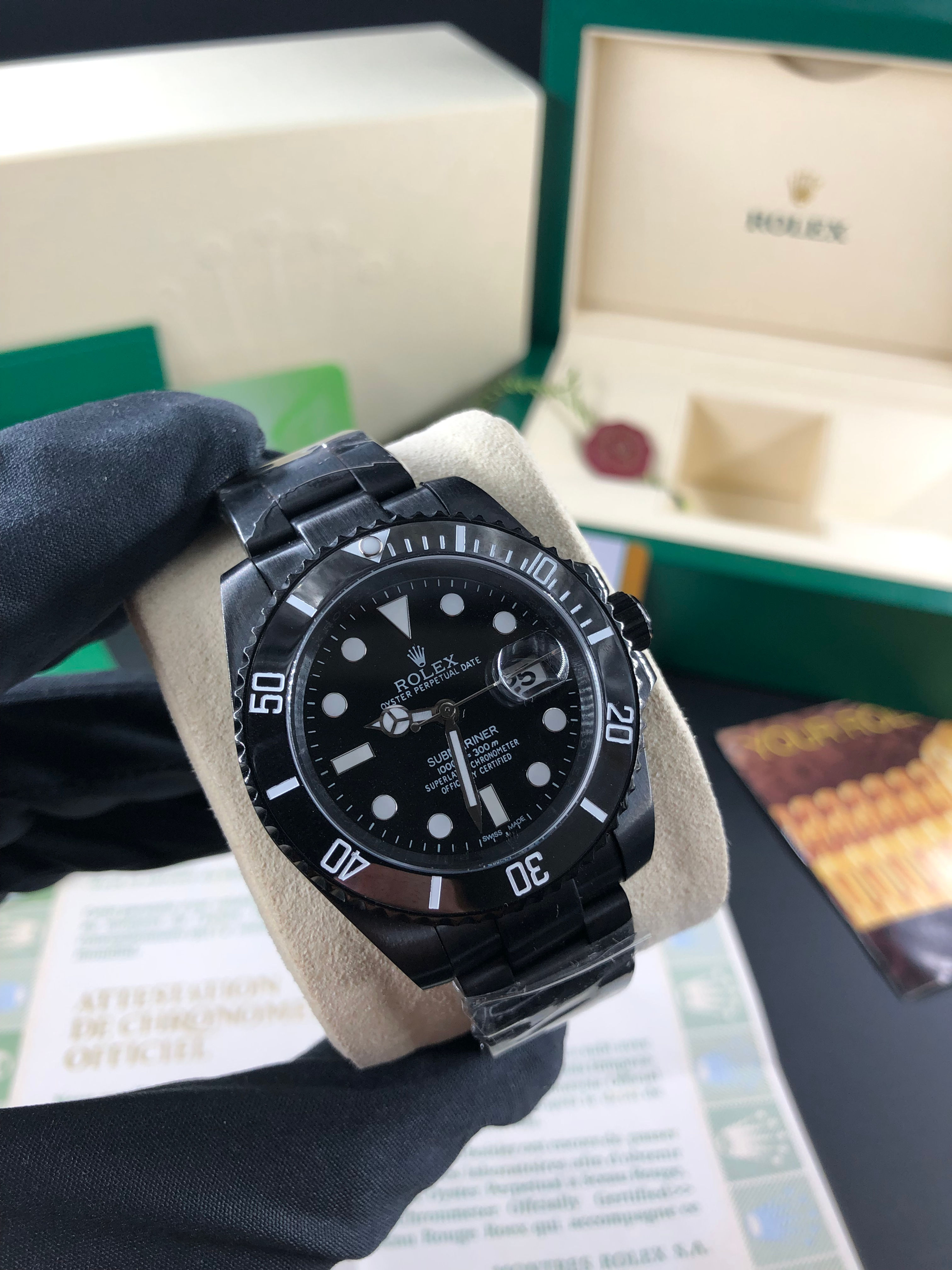 KIT R. SUBMARINER ALL BLACK +CAIXA R. COM DOCUMENTOS