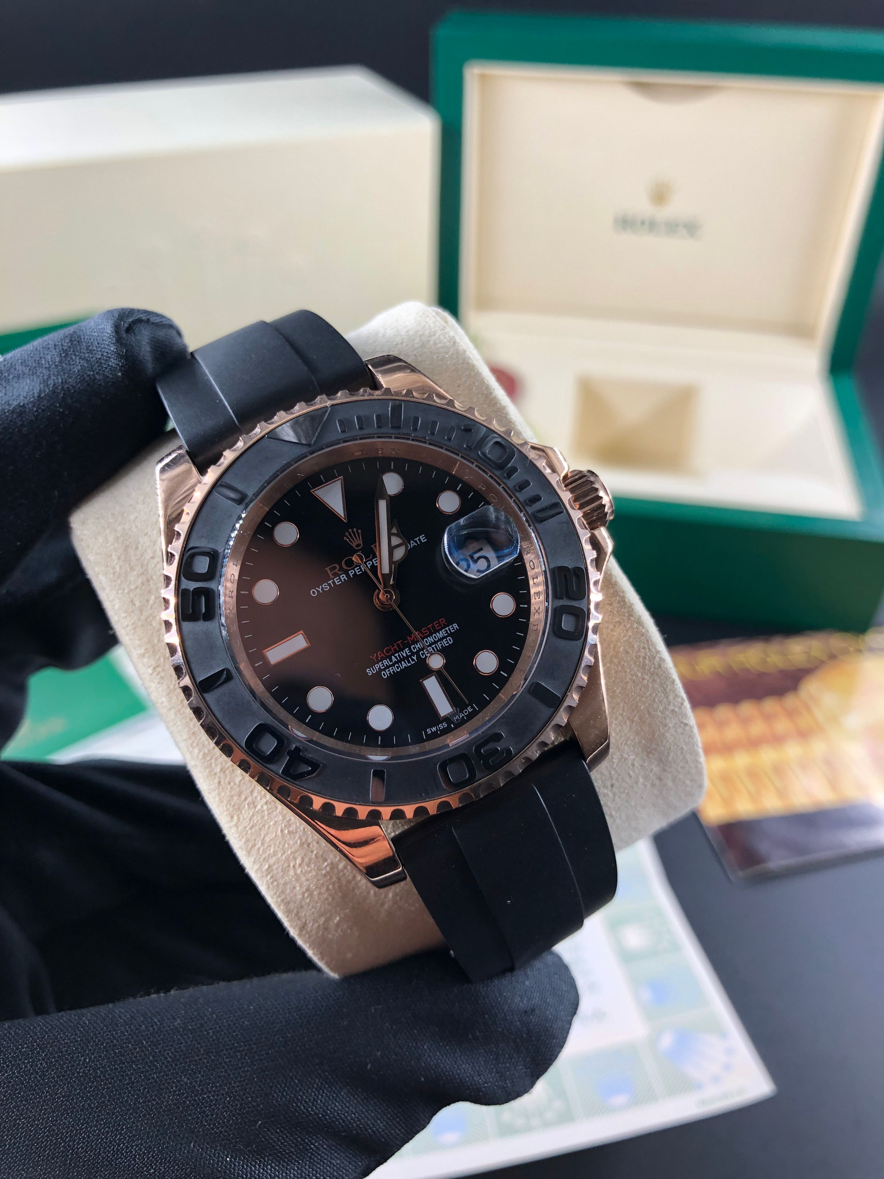 KIT ROLEX YATCHMASTER SILICONE +CAIXA R. COM DOCUMENTOS