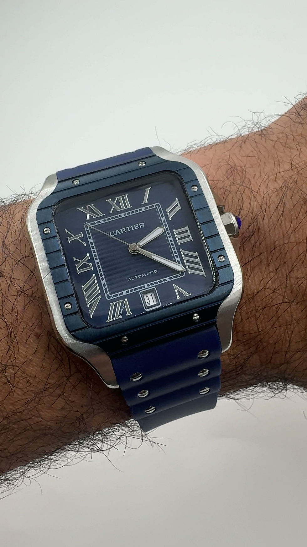 Miniatura: CARTIER SANTOS LARGE PRATA E AZUL
