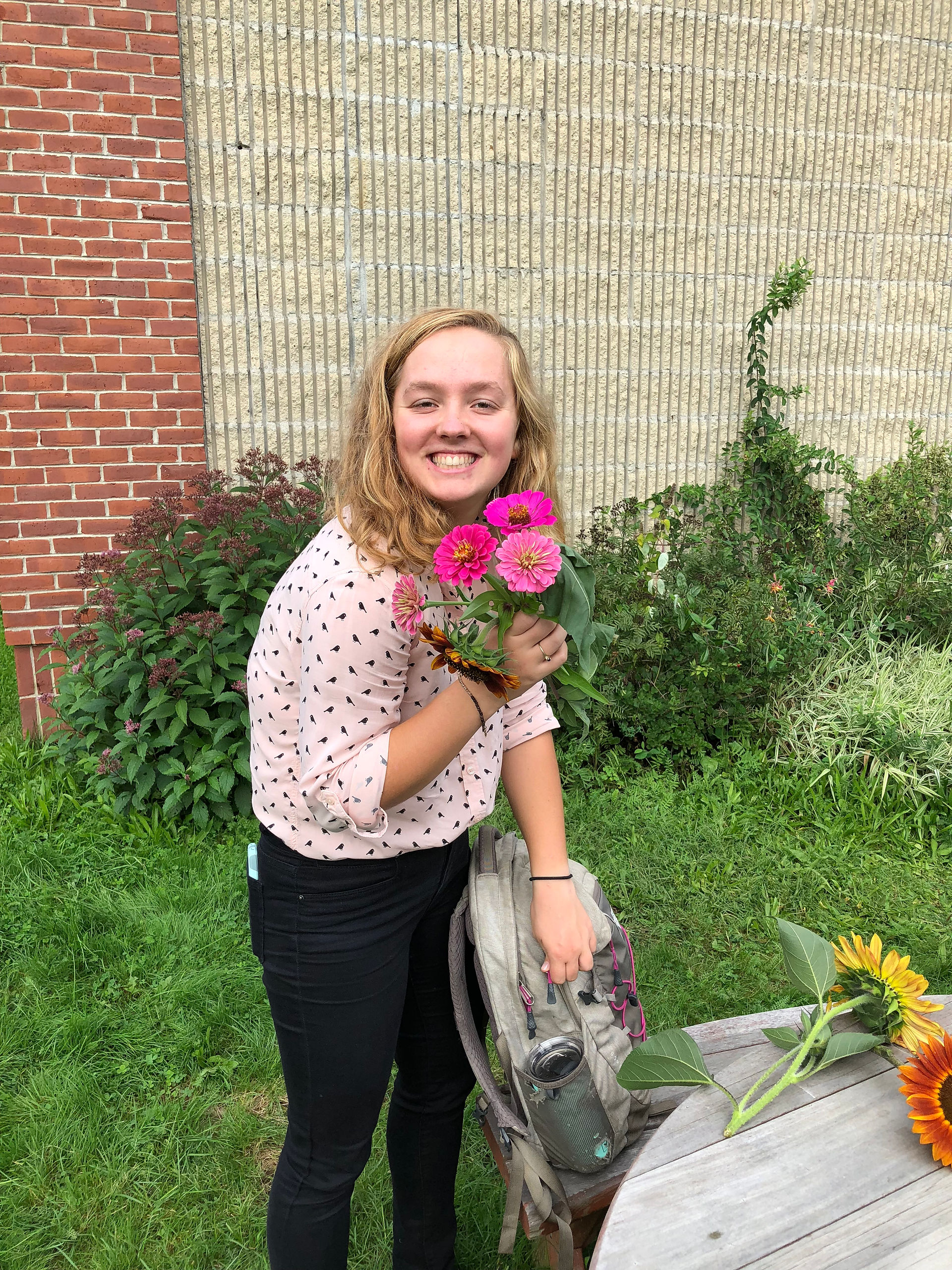 Leanne with her flowers