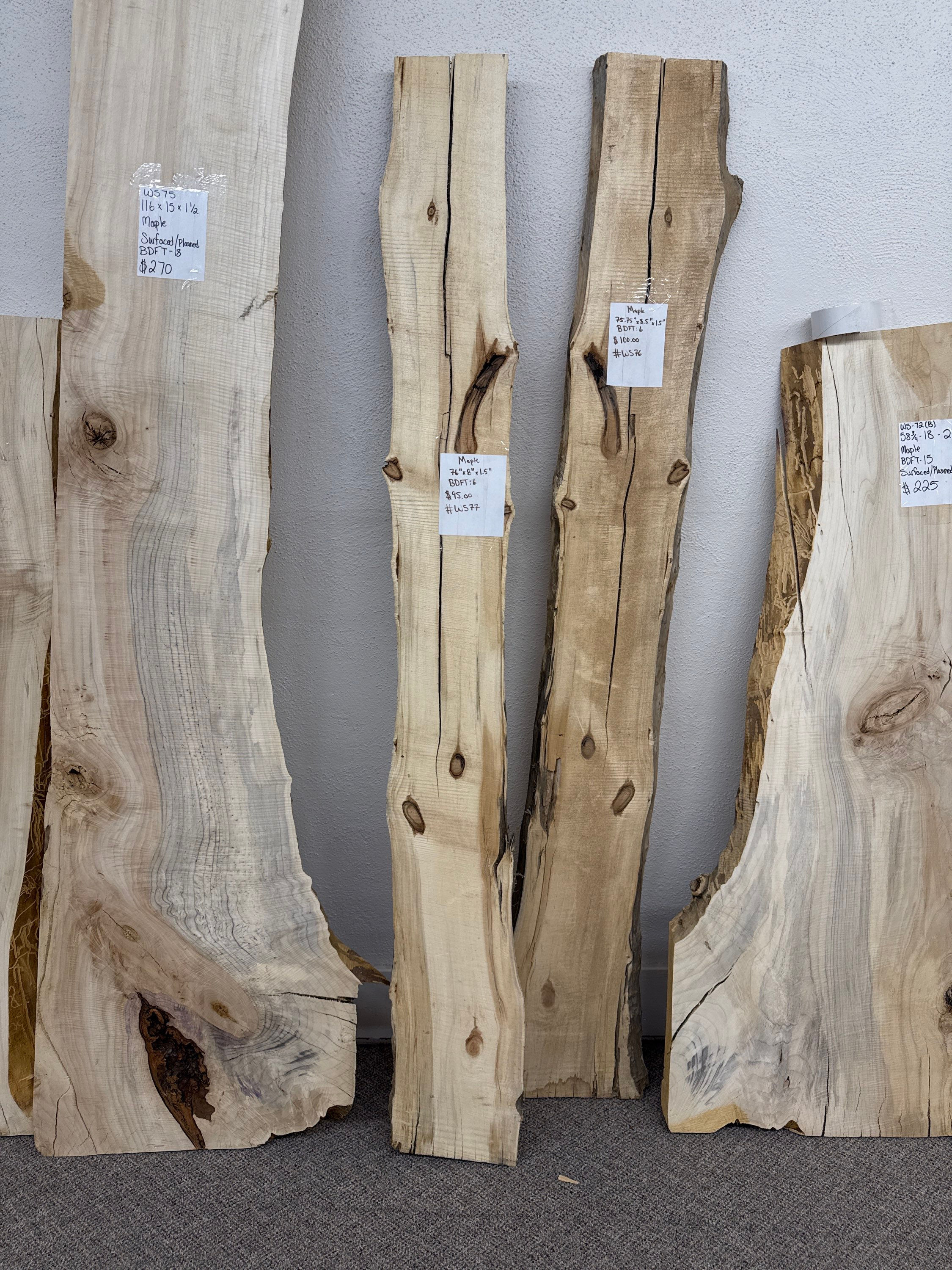 Maple #WS77 (76”x 8”x 1.5”)