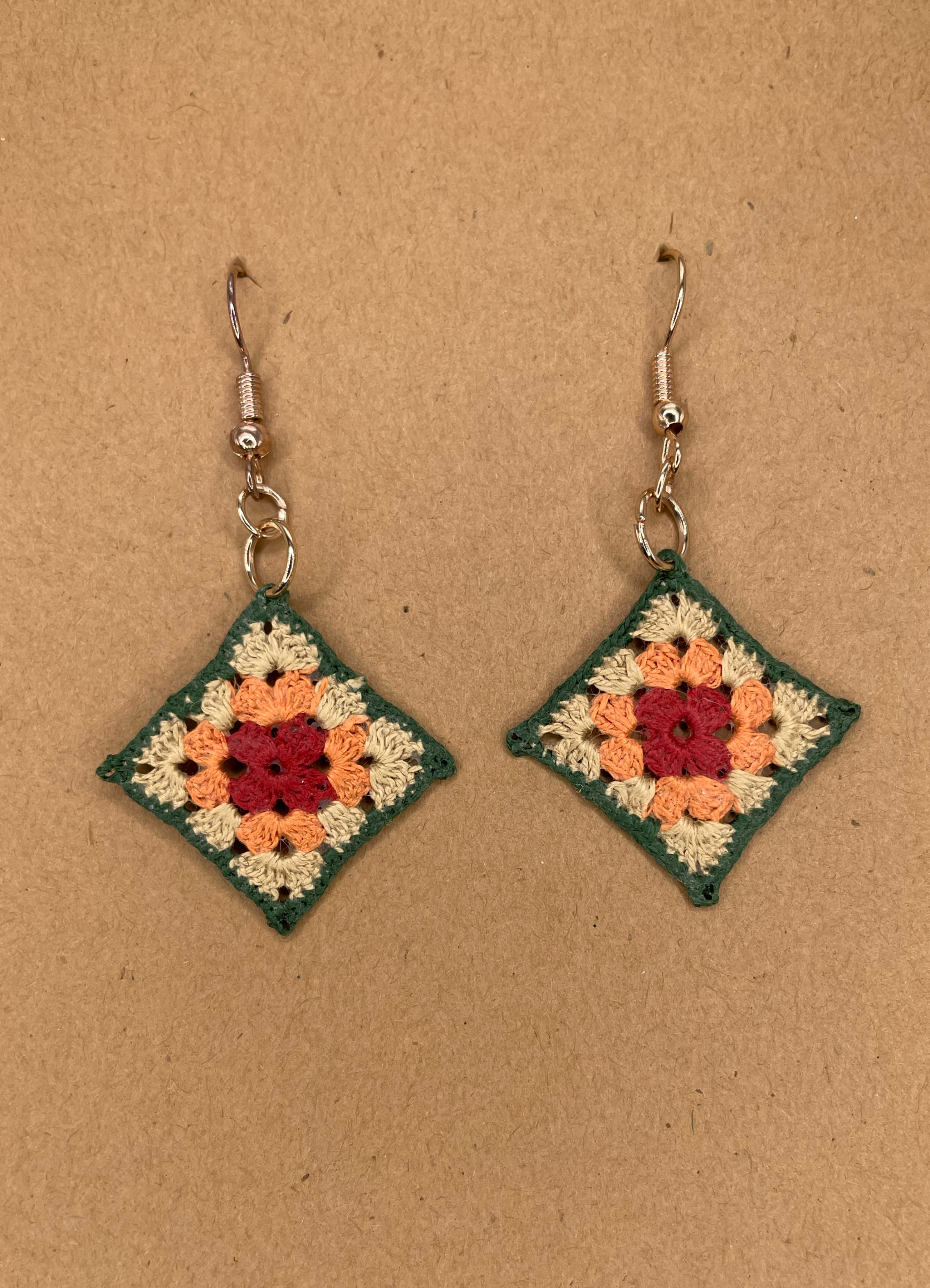 Moss Garden Micro-Granny Square Earrings