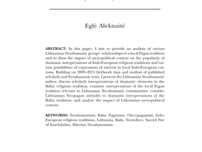 Baltic Paganism in Lithuanian Neoshamanic Communities