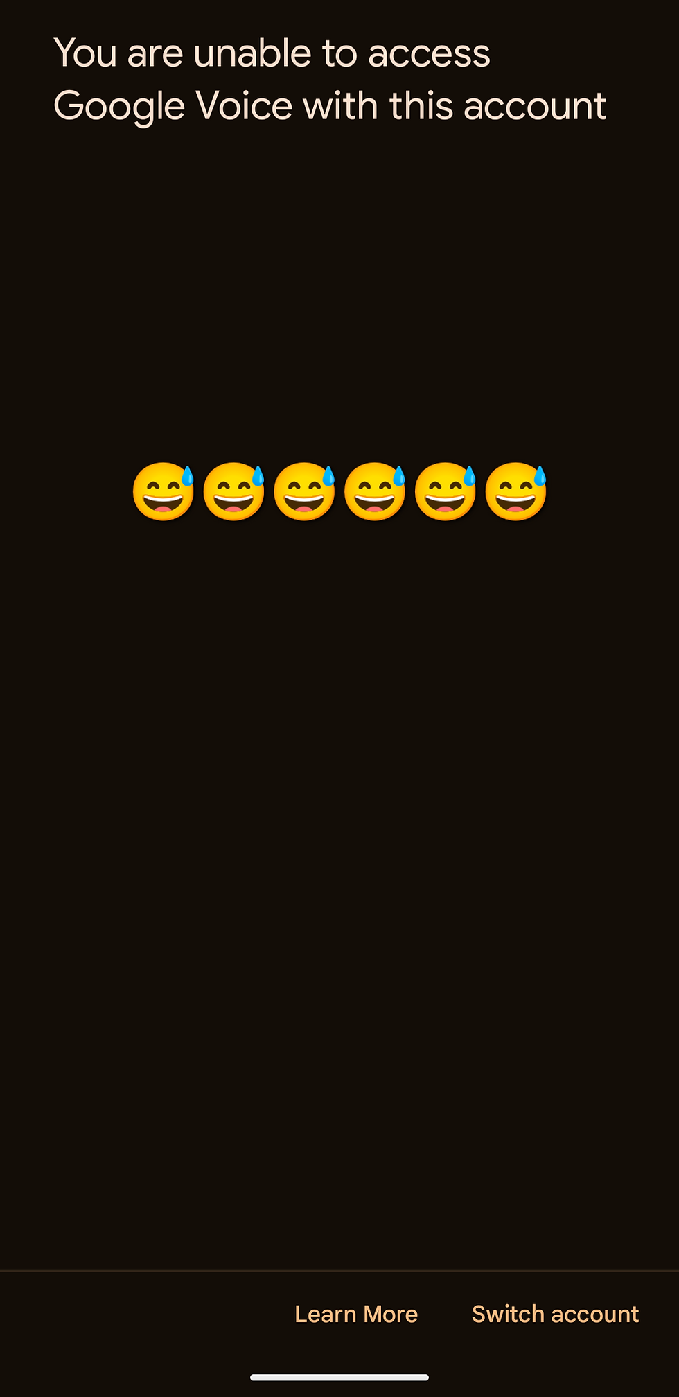 This is the error message Google Voice gives a user when their number is banned.