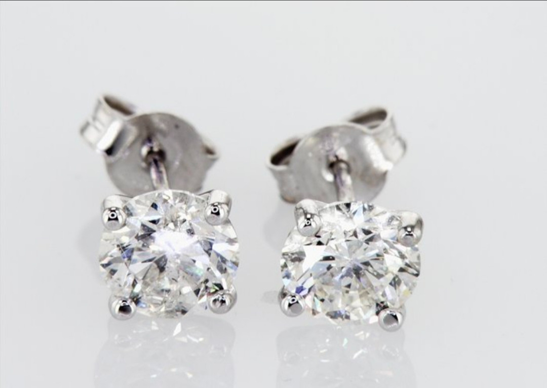 Pendientes oro blanco 18k con diamantes naturales 1,93 ct — IGI