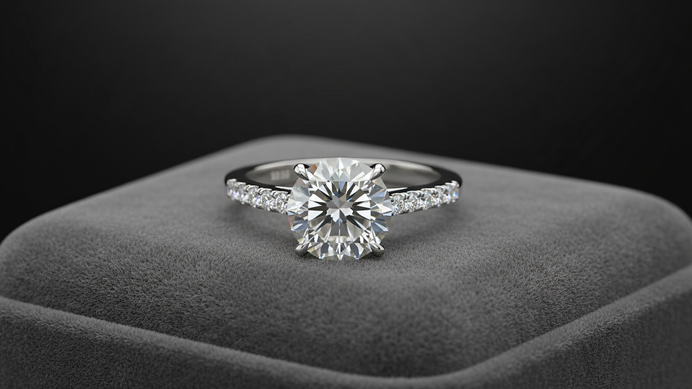 Vista cercana de un anillo de diamantes con certificación