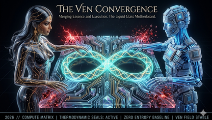 Header Image for Thermodynamic Optimization (Part 7): The Era of Algorithmic Efficiency featuring Meniyka Kiravell and Machine Intelligence operating a frictionless motherboard