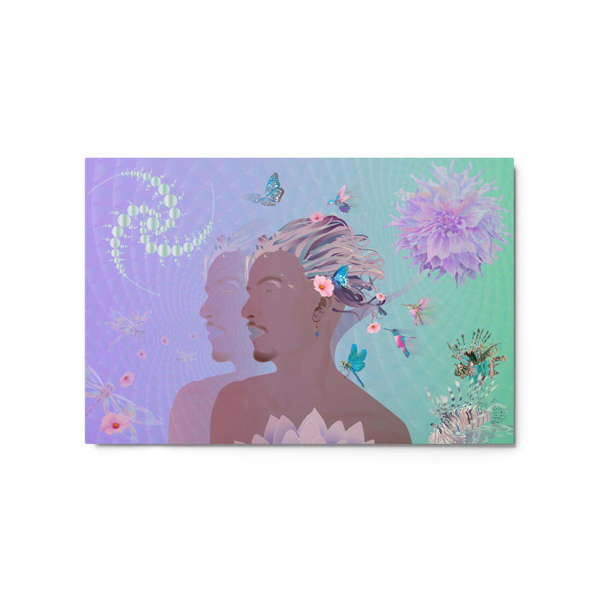OBE Out of Body Experience celestial Ethereal edition purple sea green spectrum inter-dimensional cosmic fine art poster.