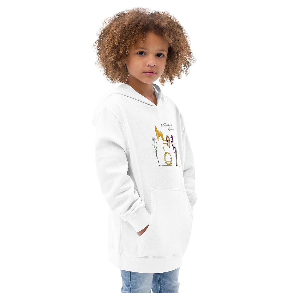 Thumbnail: Kids White Unisex Classic Fleece Hoodie with Surreal Vibrational Sciences Illustration- Exploring the Nature of Reality