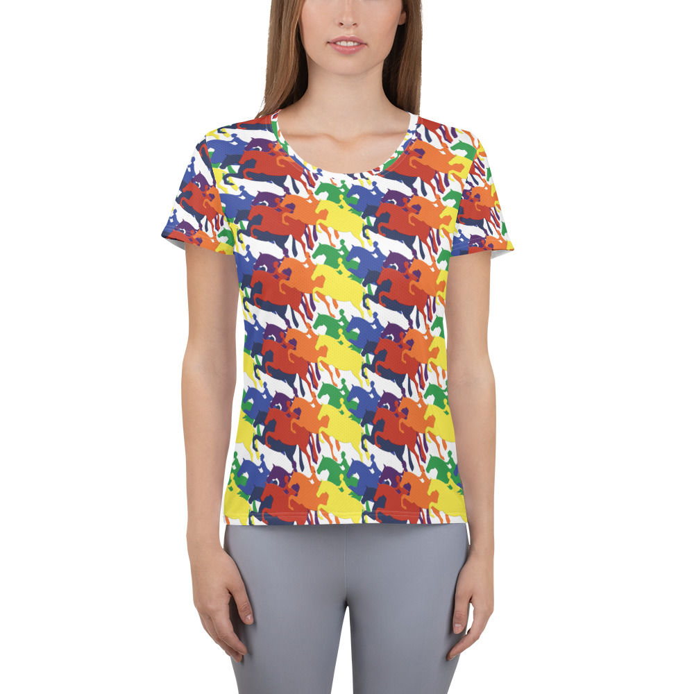 Ladies rainbow print Women's Athletic T-shirt