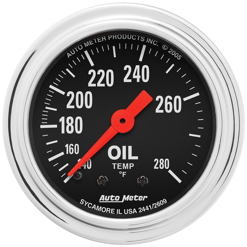 AutoMeter 2441 2-1/16" OIL TEMPERATURE, 140-280 °F, 6 FT., MECHANICAL, TRADITION