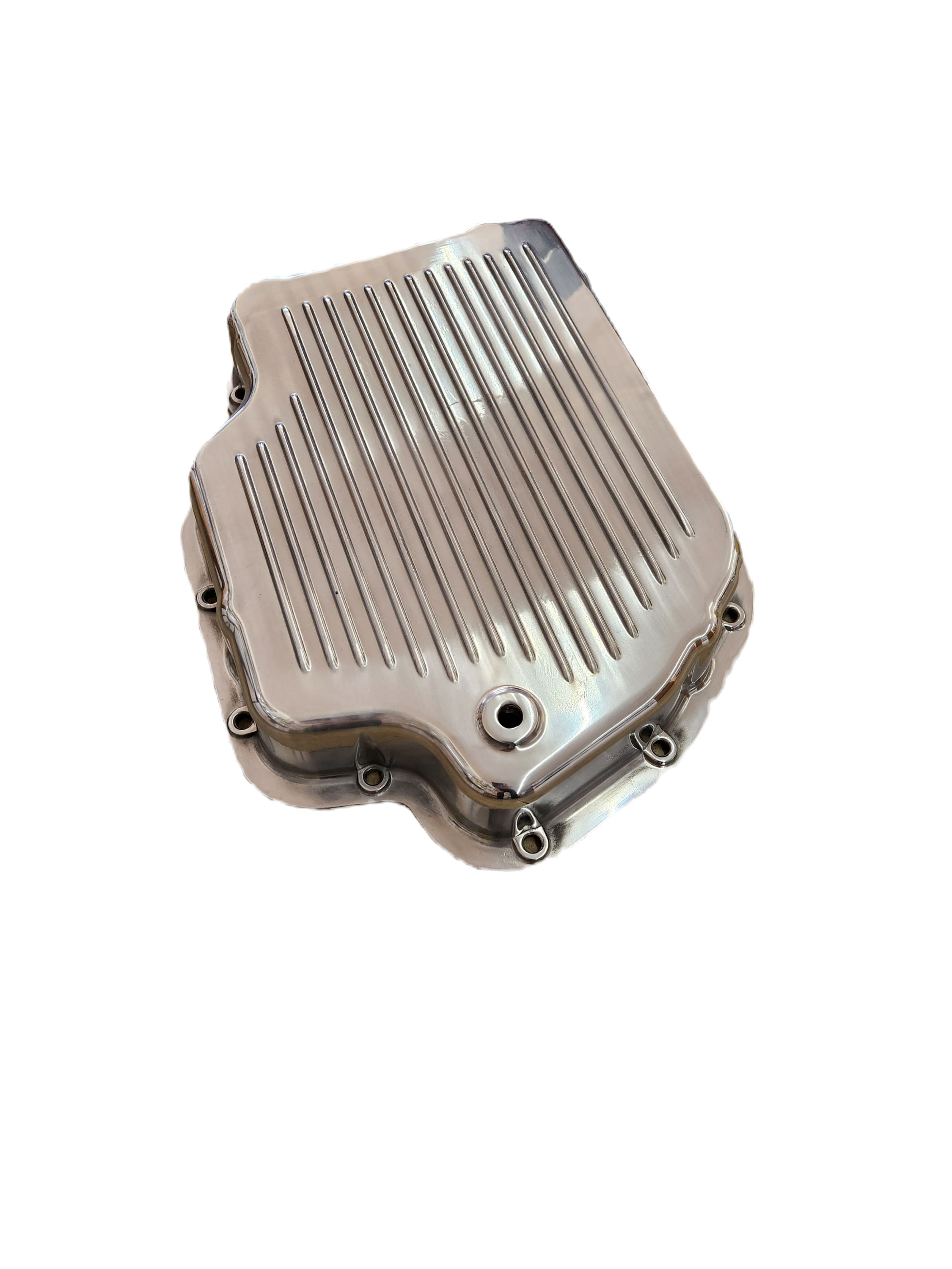 T400 Oil Pan Finned, Aluminum, Polished, Drain Plug