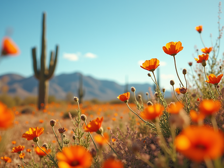 Desert flowers in full bloom during spring