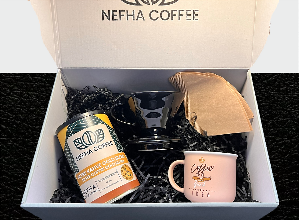 Küçük resim: Seramik V60 Dripper & Nefha Coffee Gold Blend Filtre Kahve & 1 Kupa-Hediye Seti