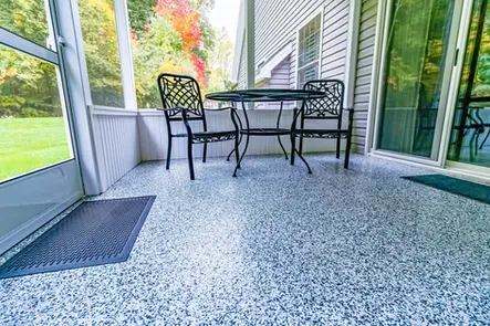 flake epoxy coated porch