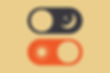 Toggle switch icons: a black moon and stars indicate night mode, and an orange sun suggests day mode, on a white background.