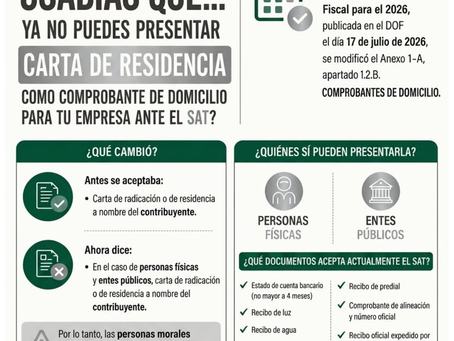 ¿Sabias que ya no puedes presentar carta de residencia como comprobante de domicilio para tu empresa ante el SAT?