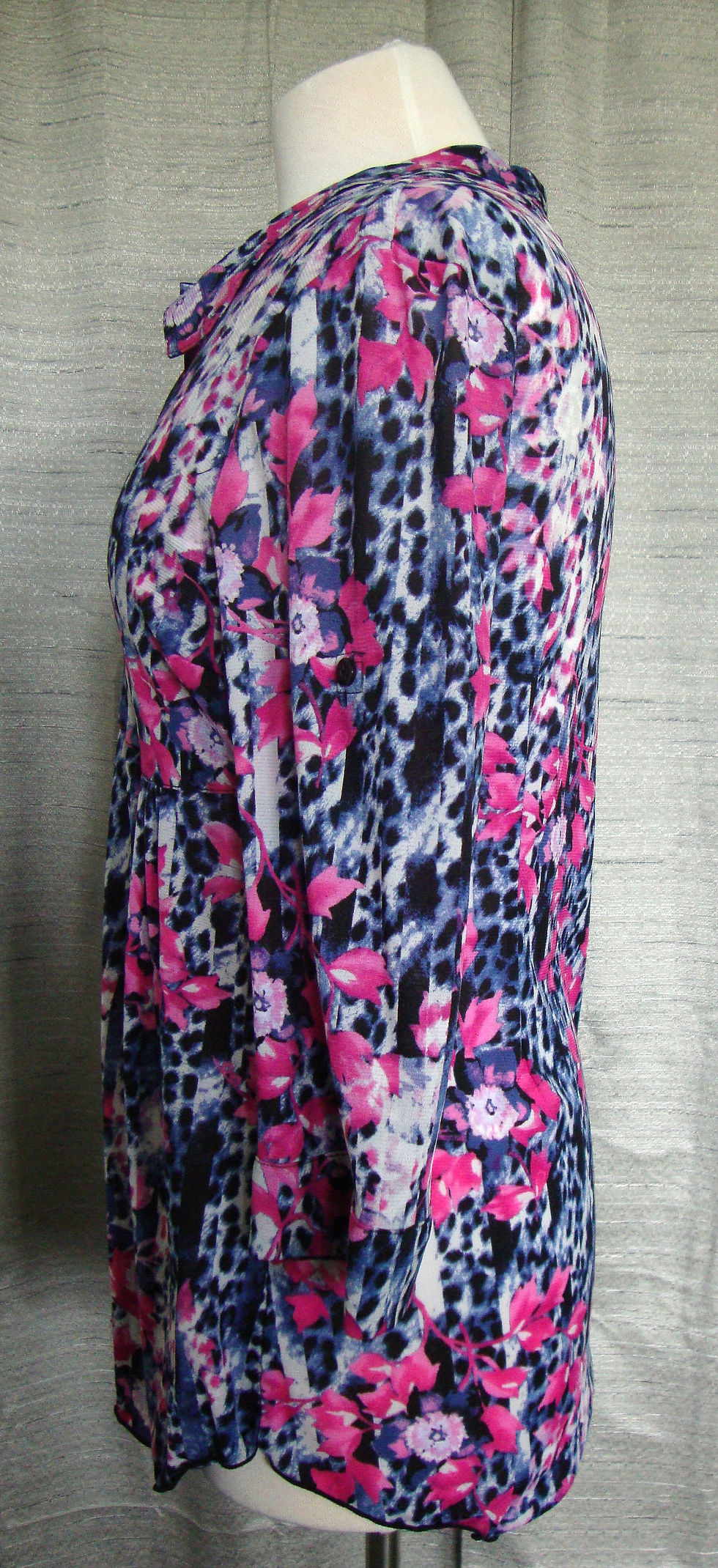 Thumbnail: Side view of Style & Co floral leopard print blouse