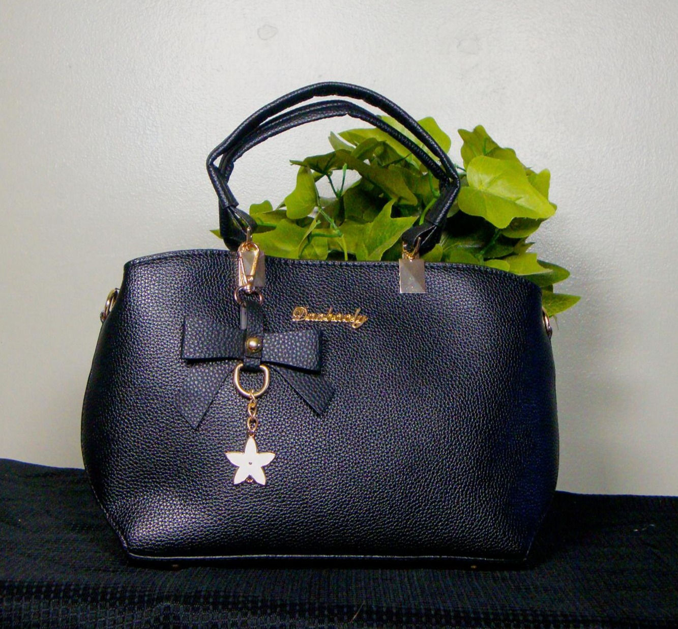 Black Danbaoly™ PU Handbag with bow and star charm