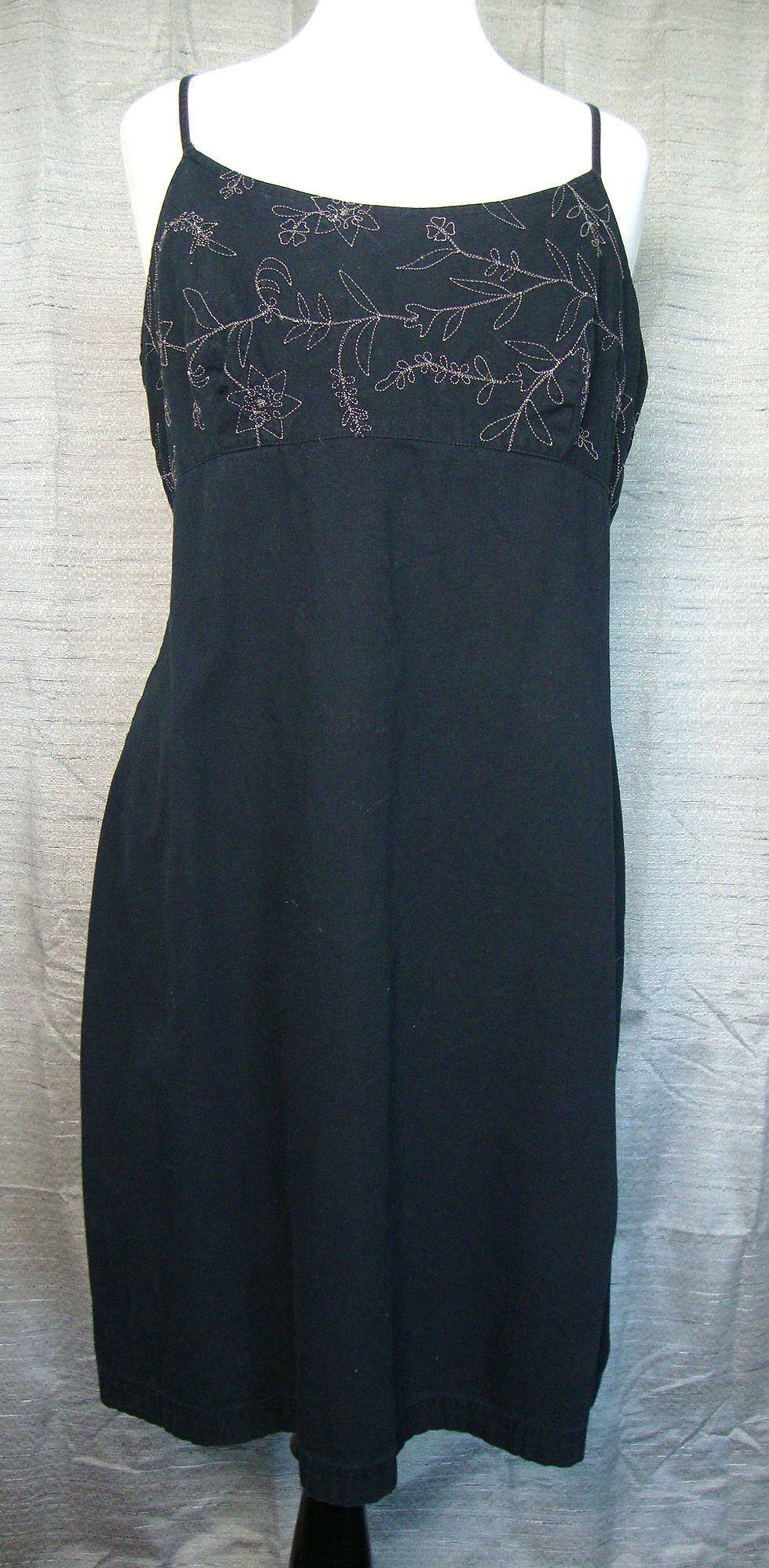 NY Khakis Black Embroidered Cami Dress on a mannequin