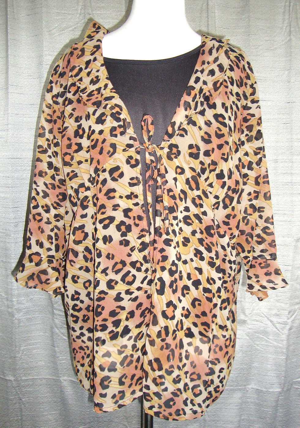 Club Z Leopard Print Sheer Blouse with attached layer