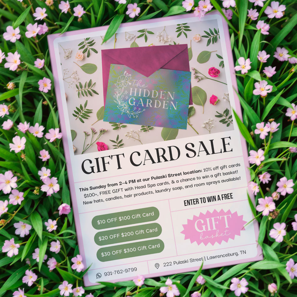 Mother's Day Gift Card Pop Up Sale Event Print & Digital Flyer for The Hidden Garden!
