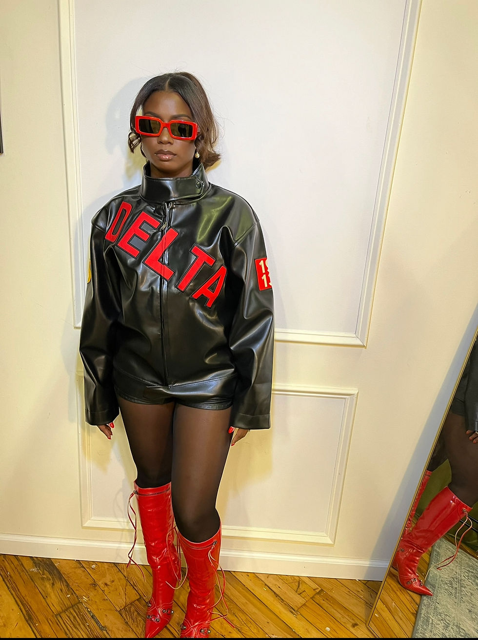Thumbnail: Delta leather jacket w/patch work