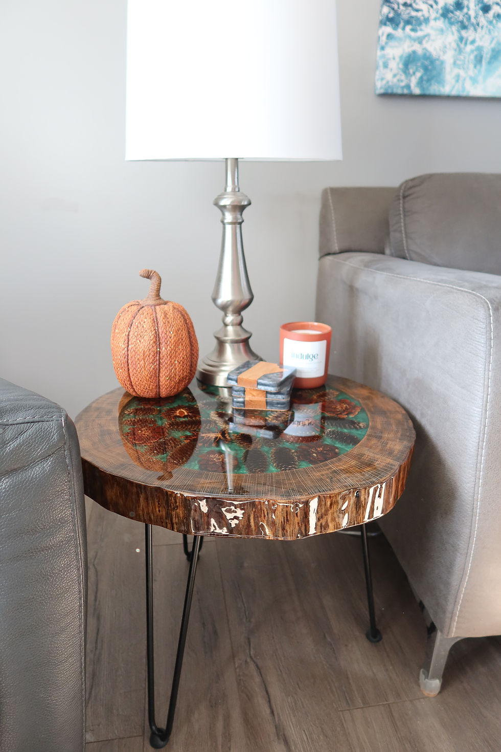 Thumbnail: Round Pinecone Side Table Pair