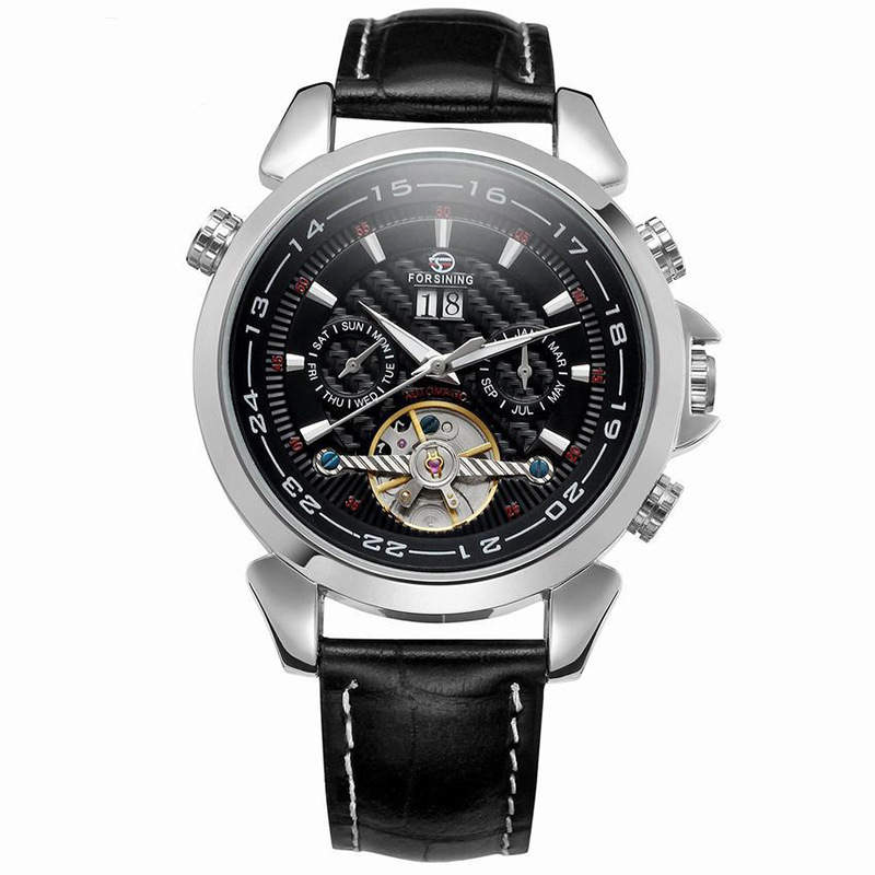 Thumbnail: Tourbillon Design Automatic Mechanical Men's Watch with Complete Calendar