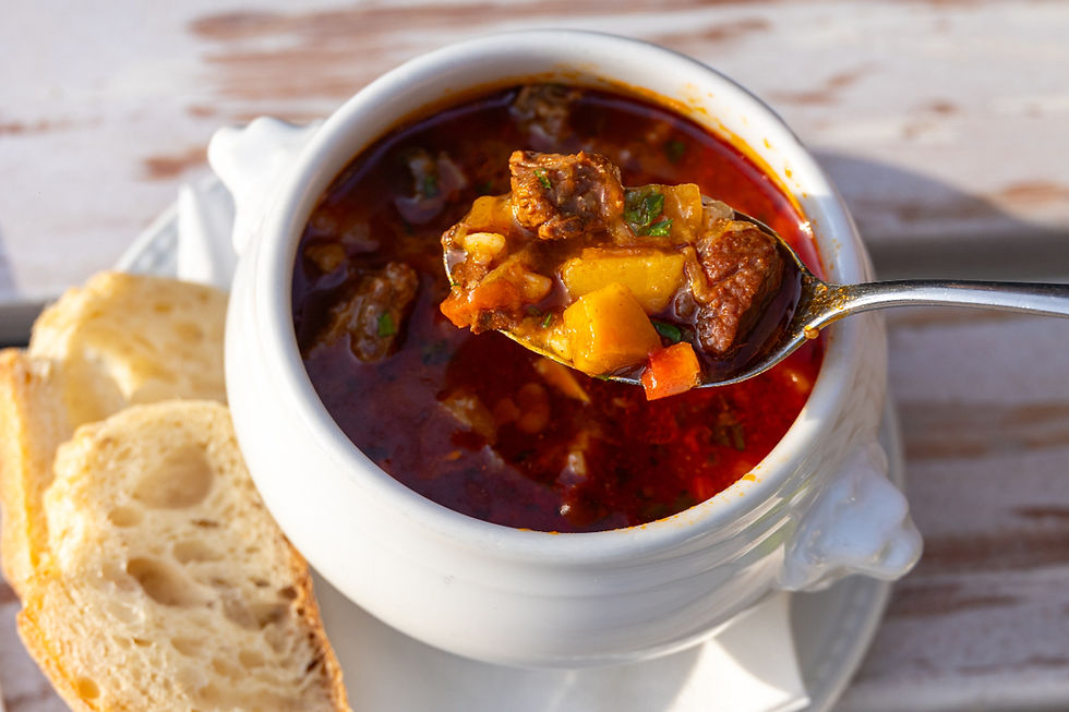Traditional Hungarian Beef Gulyas Soup, licensed picture from Shutterstock