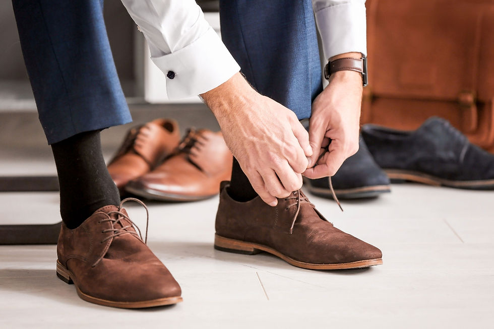 Man untying his shoes