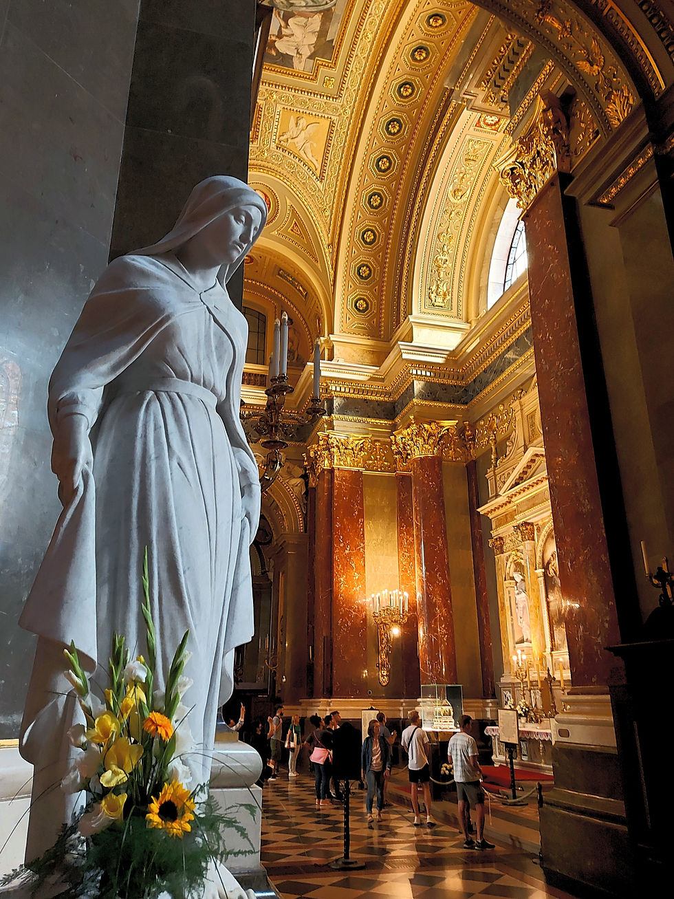 The interior decoration of the main dome of the Saint Stephen's Basilica in Budapest