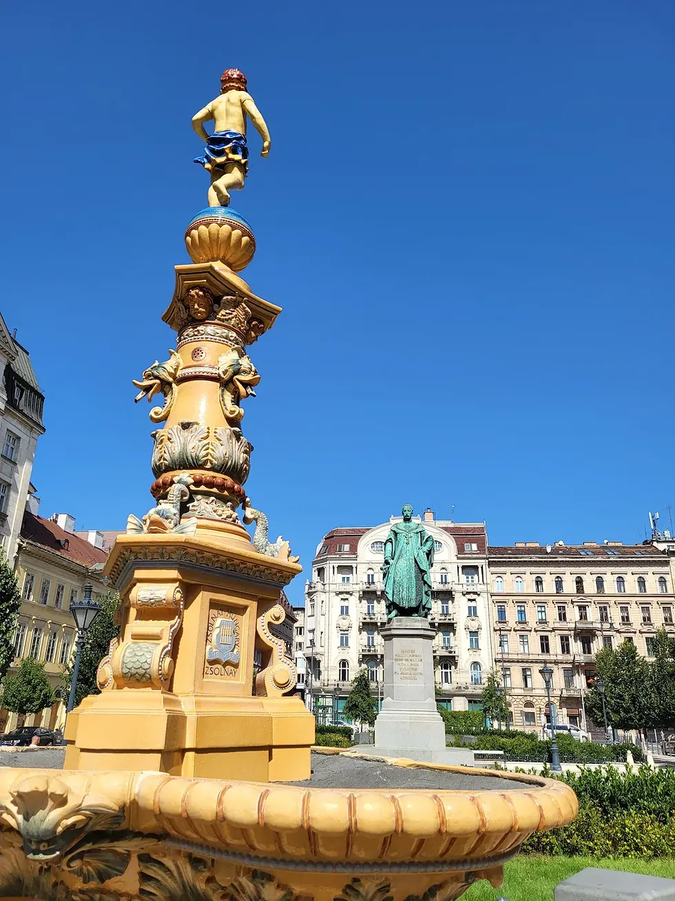 The Zsolnay Fountain at the József Nádor square, Gems of Budapest