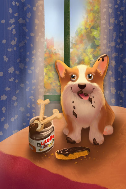Day illustration. Corgie illustration.
