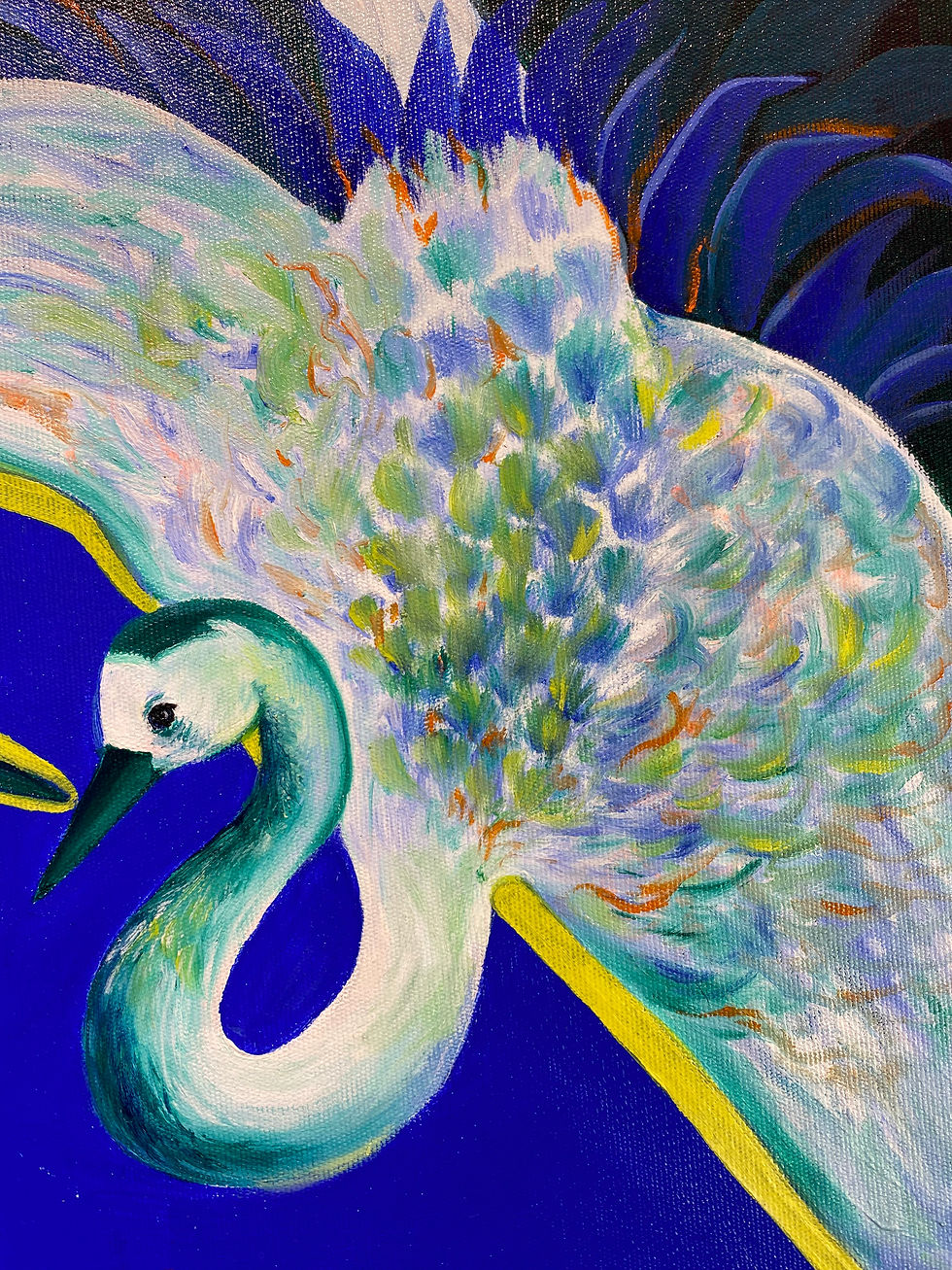 Küçük resim: "Aşık Turnalar" Tuval Üzeri Yağlı Boya Tablo 60x40cm