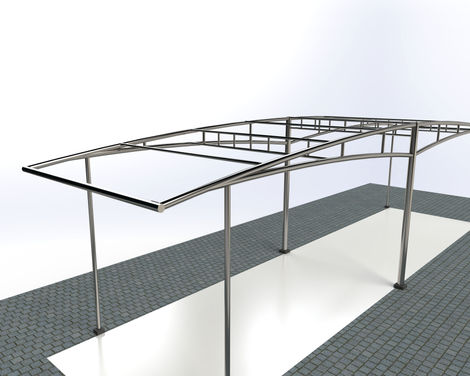 Projetos de coberturas compactas como garagens e pontos de ônibus.