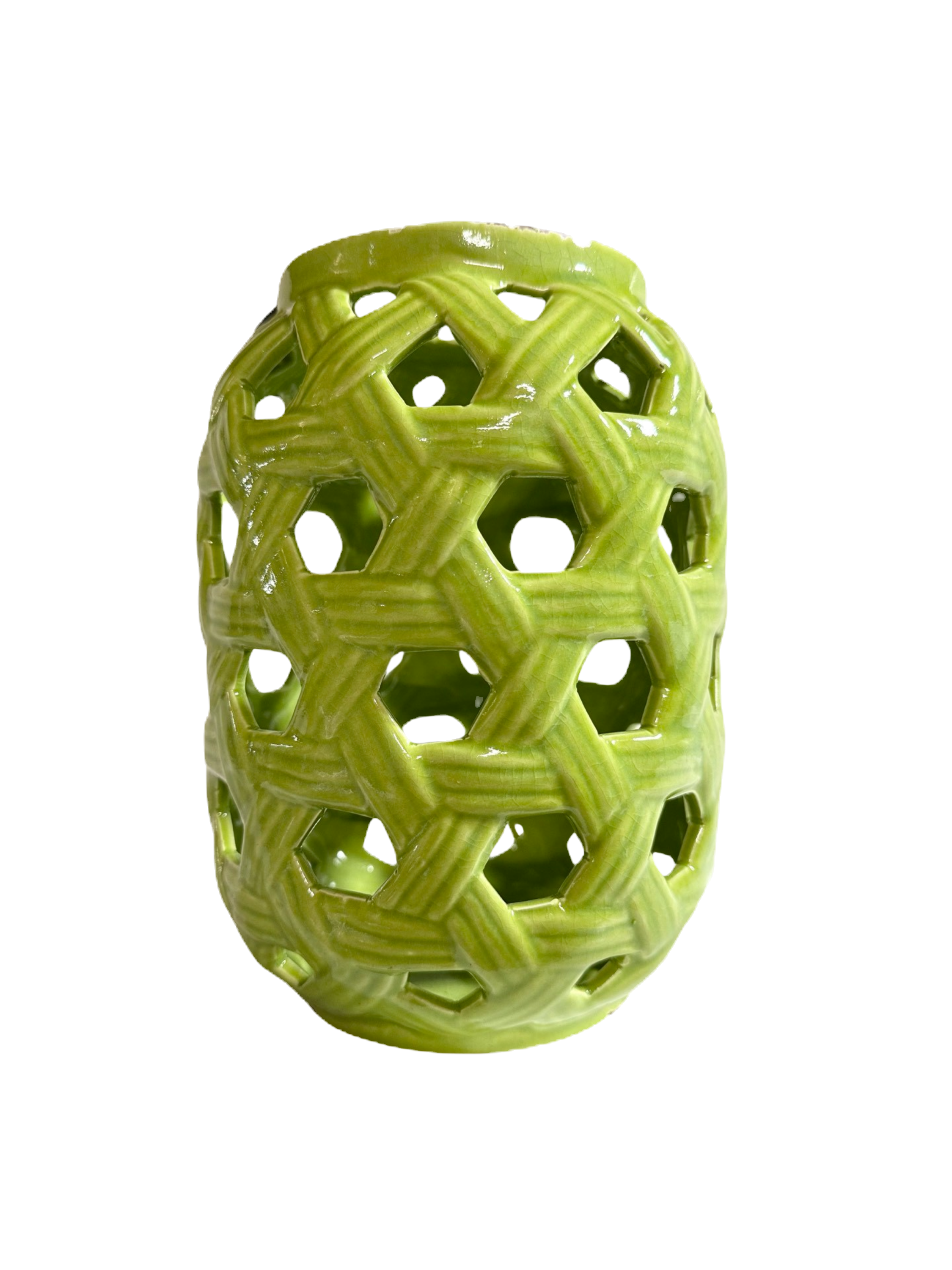 Apple Green Ceramic Woven Lantern