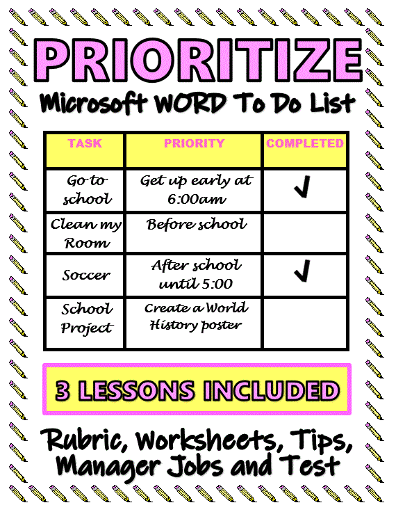 Prioritizing lesson using Microsoft WORD