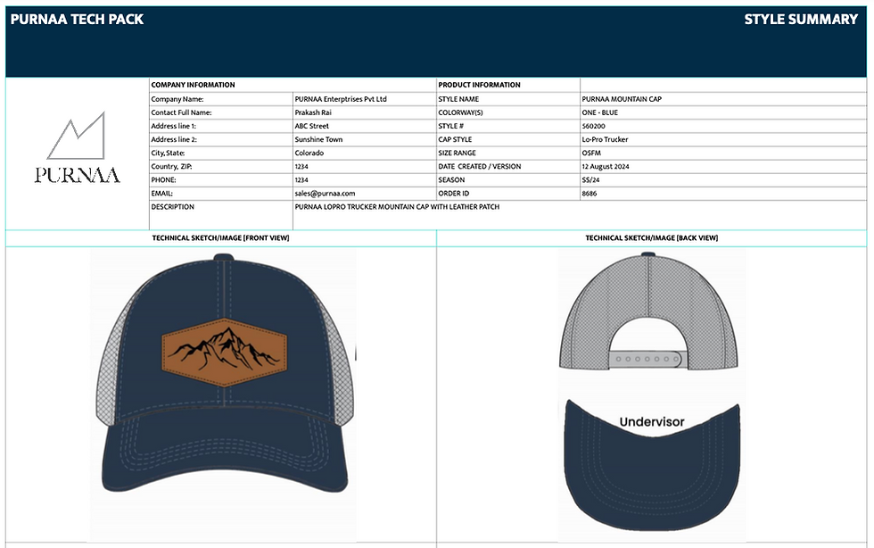 Cap Tech Pack Guide with FREE Tech Pack Template for your headwear