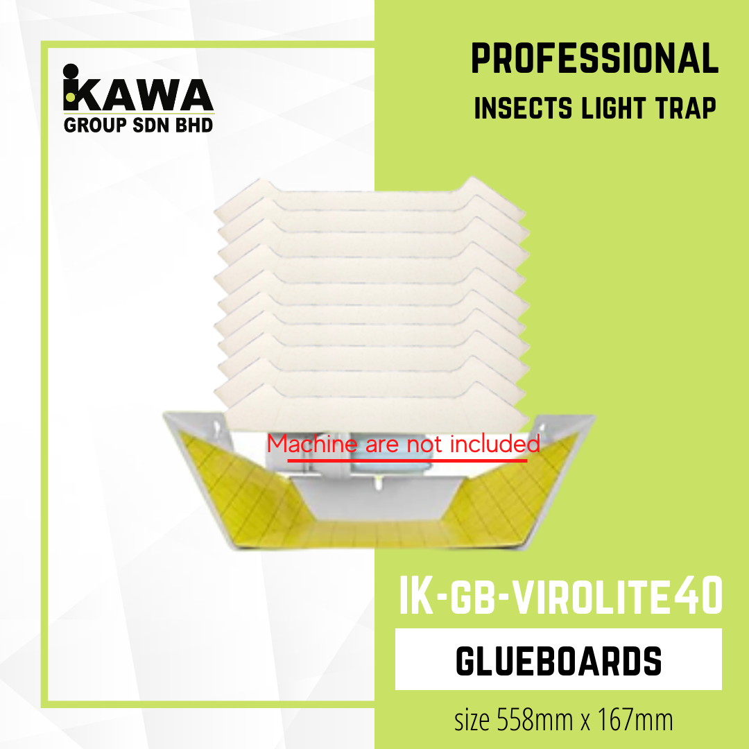 A rectangular adhesive trap board primarily in bright yellow, sized approximately 558 mm by 167 mm. The board is coated with