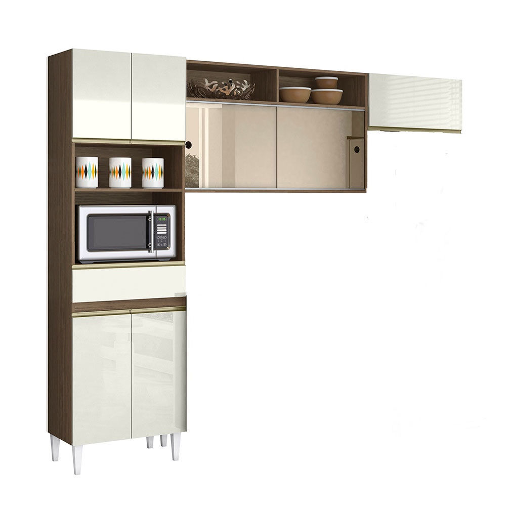 COZINHA CLARA COM VIDRO - AMBAR / OFF WHITE (L - 3 PEÇAS)
ARAMÓVEIS
