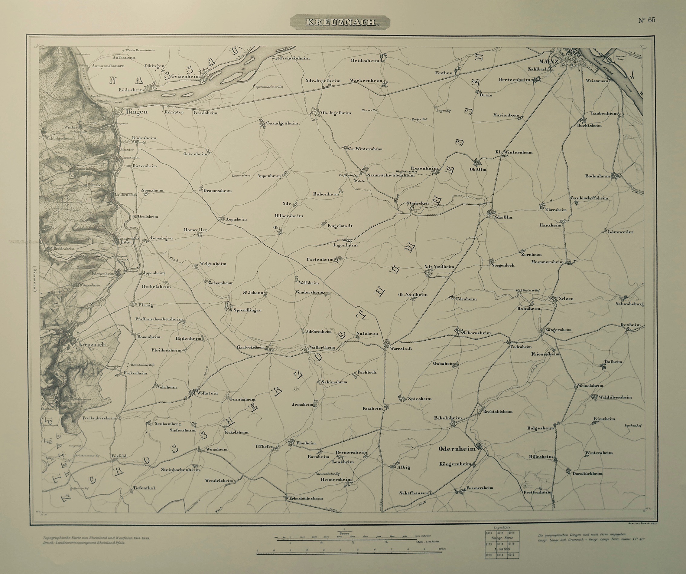1841: Karte vom Rheinland