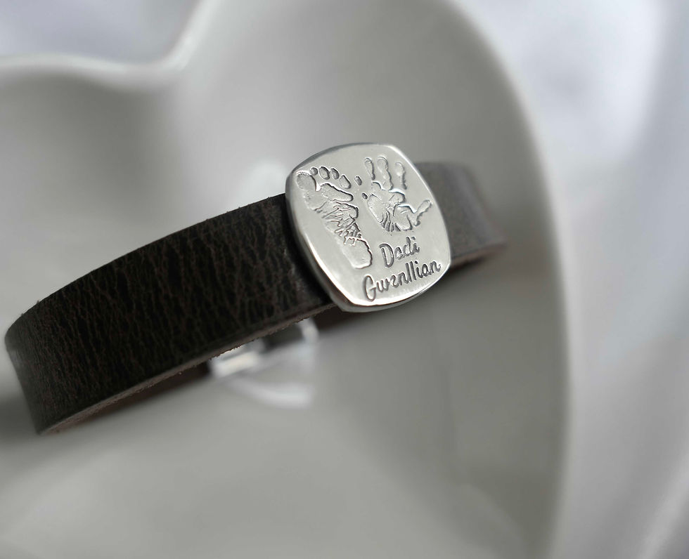 Thumbnail: HANDPRINT, FOOTPRINT, PAWPRINT FLAT LEATHER BRACELET