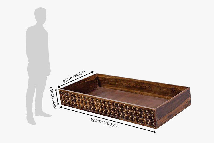 Thumbnail: Solid Wood Brass Bed C With Trolley Storage